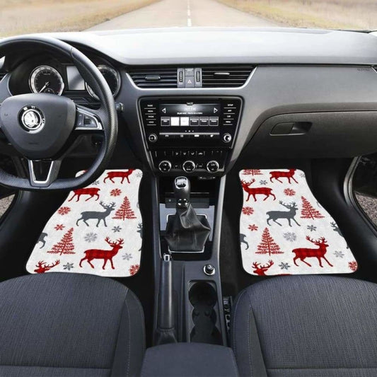 Deer Tree Snowflakes Chrismas Pattern Front And Back Car Mats 161012