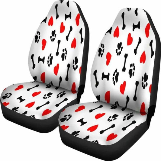 Dog Paw Bones Heart Car Seat Covers Awesome 161012