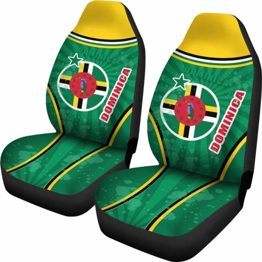 Dominica Car Seat Covers Circle Stripes Flag Version Amazing 092813