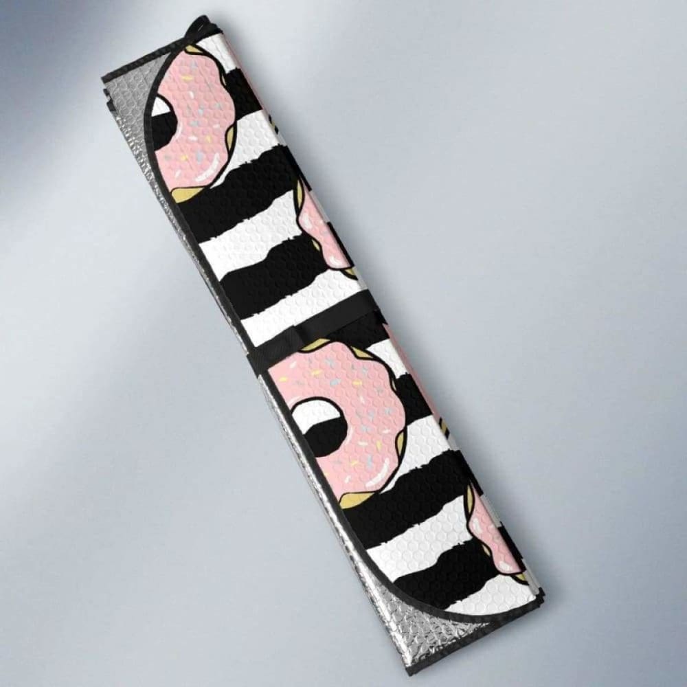 Donuts Pink Icing Striped Pattern Car Auto Sun Shades 102507 - YourCarButBetter