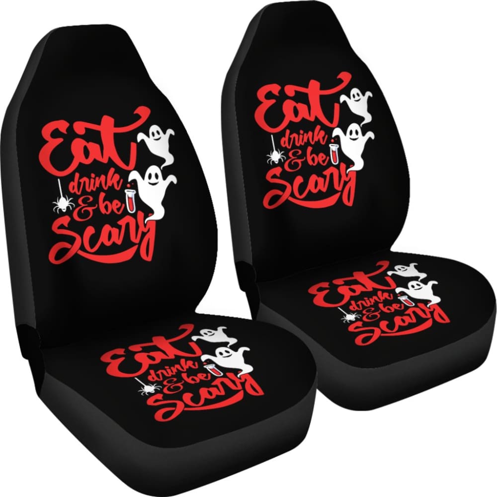 Eat Drink and Be Scary Halloween Inspired Car Seat Covers 211501 - YourCarButBetter