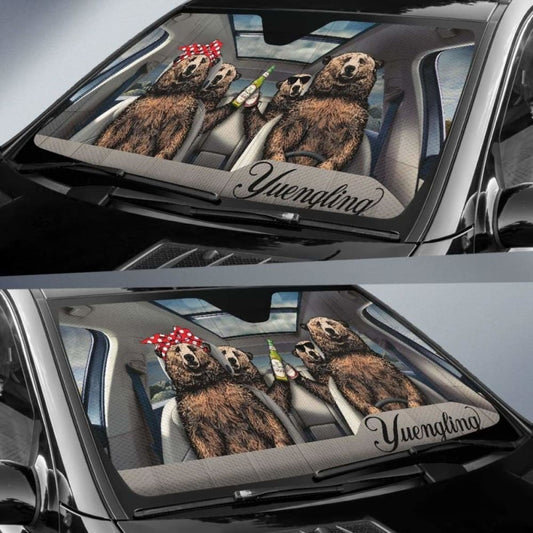 Family Bear Dink Beer Yuengling Lager Car Sun Shade Funny 102507 - YourCarButBetter