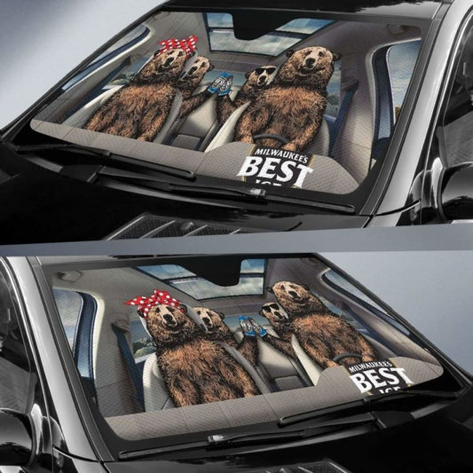 Family Bear Drink Beer Mil’S Best Ice Car Sun Shade Funny 102507 - YourCarButBetter