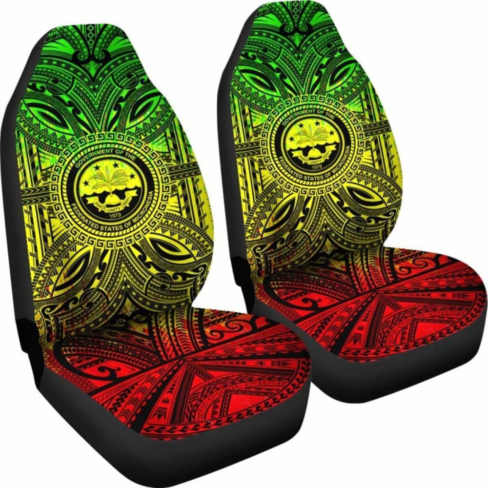 Federated States Of Micronesia Car Seat Cover - Federated States Of Micronesia Coat Of Arms Polynesian Reggae Style 105905 -