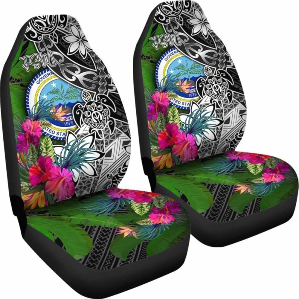 Federated States Of Micronesia Car Seat Covers - Turtle Plumeria Banana Leaf - Amazing 091114 - YourCarButBetter