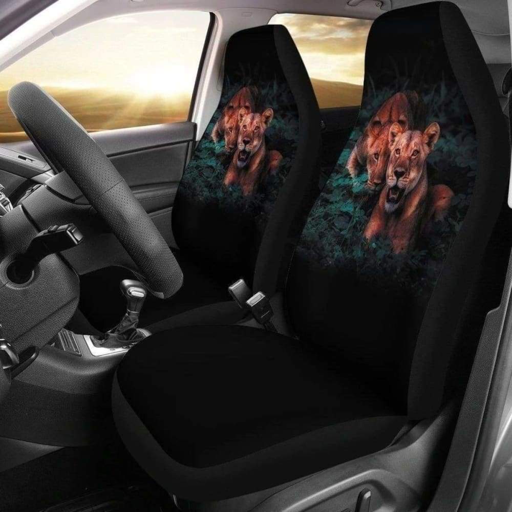 Female Lion In Black Car Seat Covers 203608