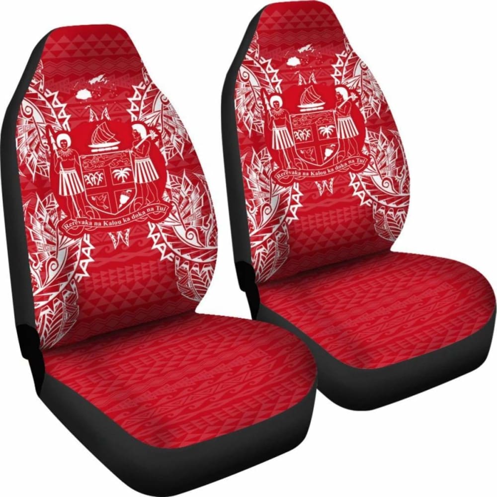 Fiji Car Seat Cover - Fiji Coat Of Arms Map Red White - 105905 - YourCarButBetter
