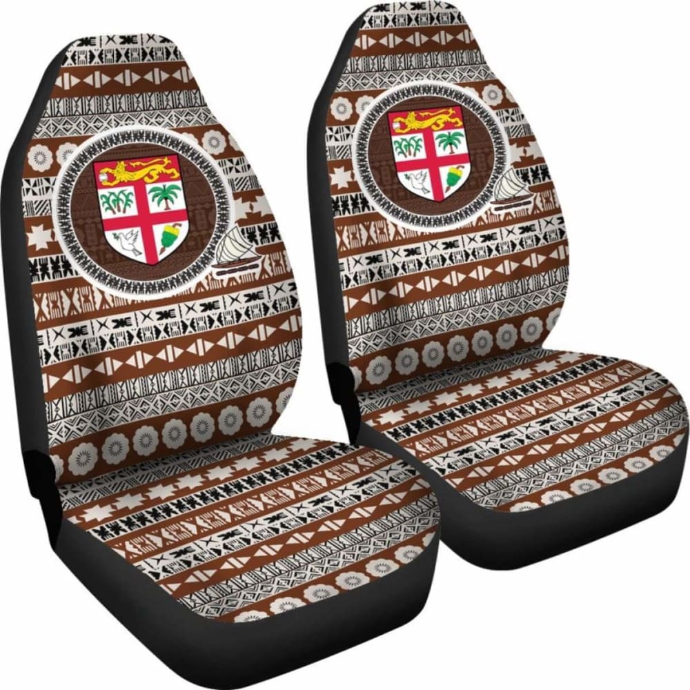 Fiji Car Seat Cover Coat Of Arms On Tapa Pattern Amazing 105905 - YourCarButBetter