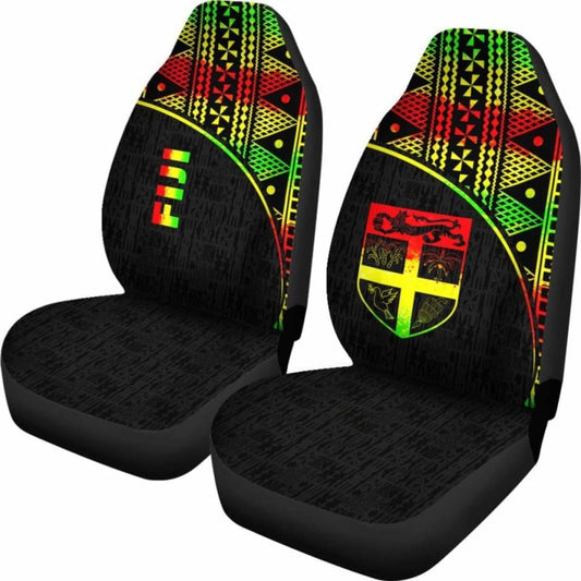 Fiji Tapa Car Seat Covers - Fiji Flag Polynesian Reggae Curve - 105905 - YourCarButBetter