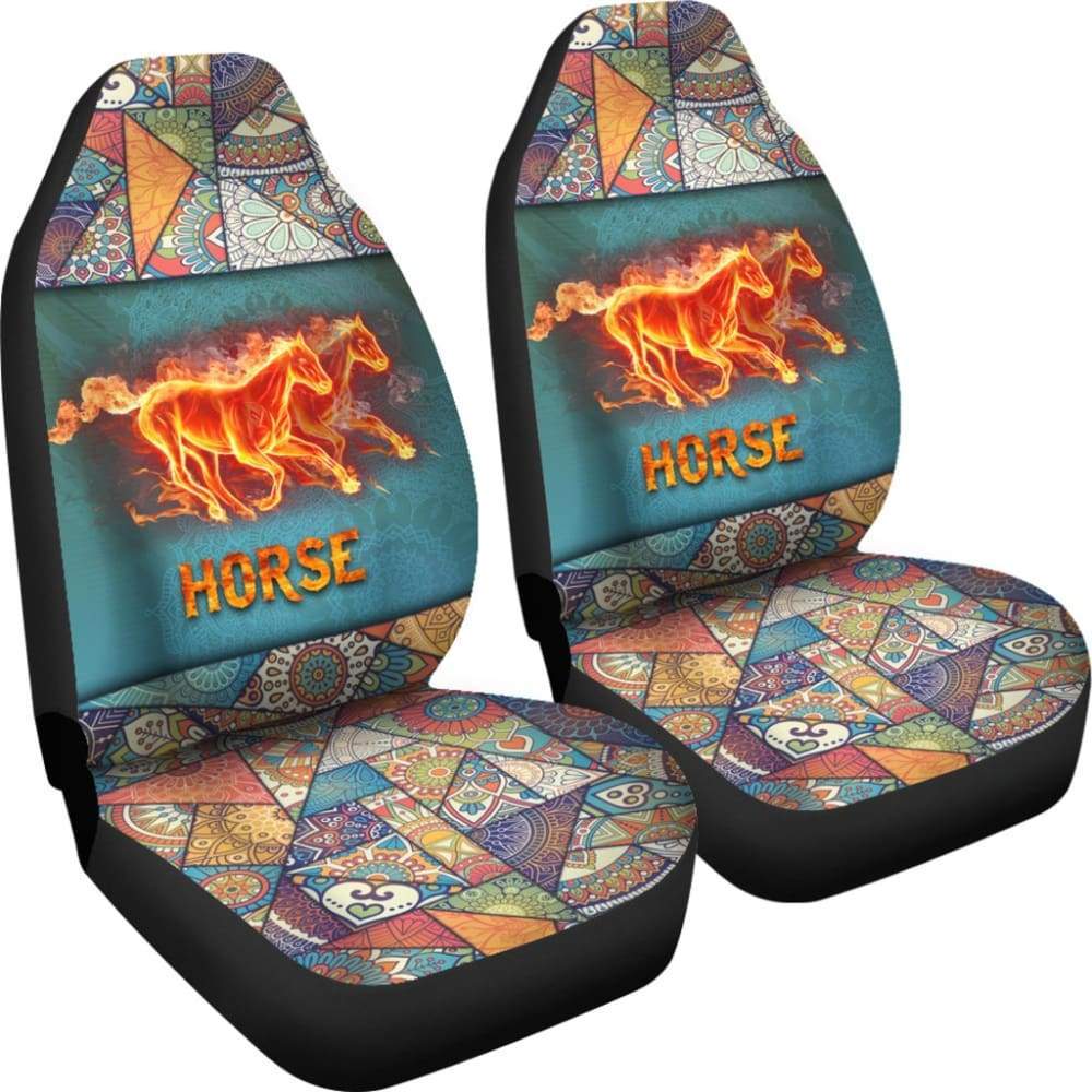 Fire Horse Vintage Mandala Car Seat Covers 210303