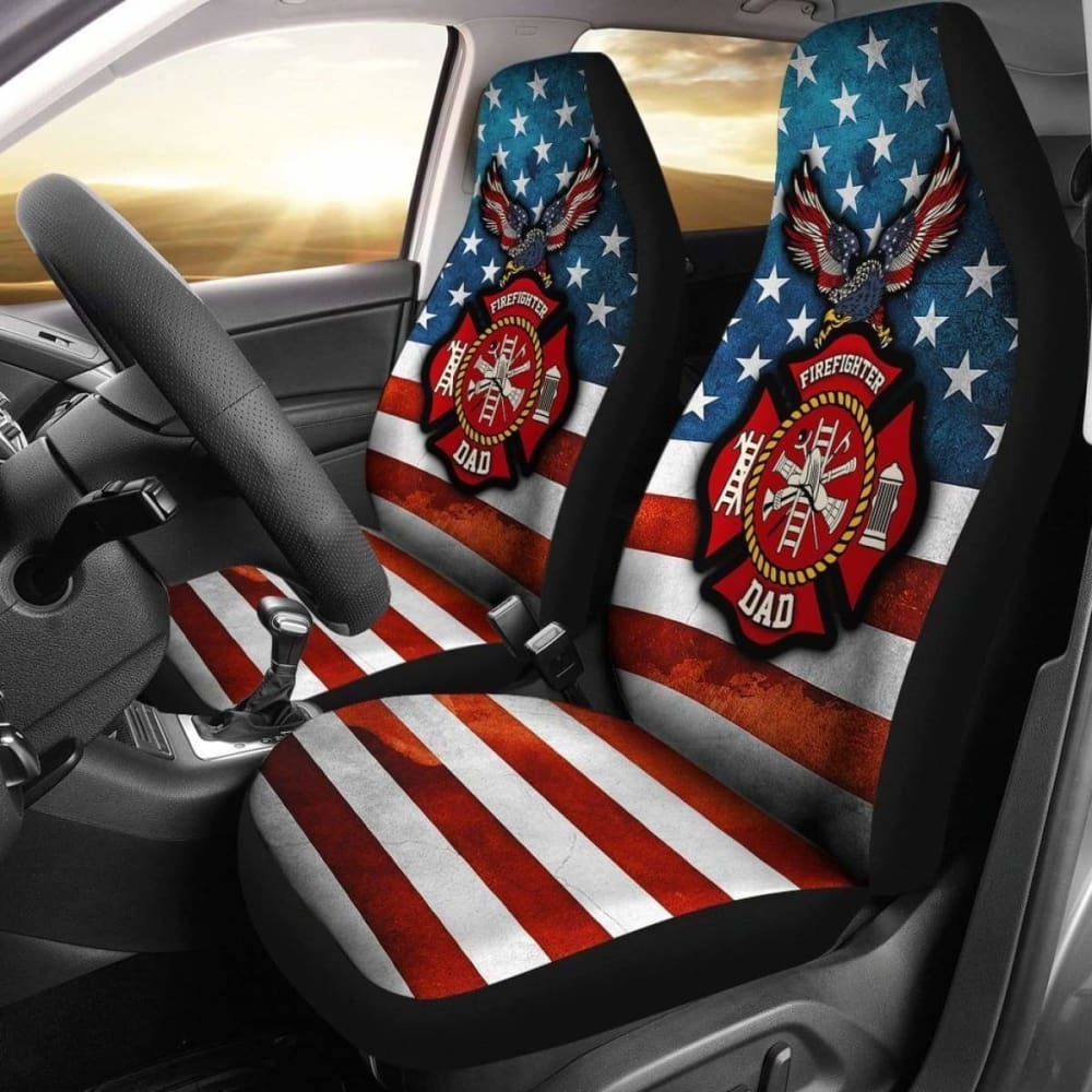 Firefighter Dad American Flag Car Seat Covers Gift Amazing 101211