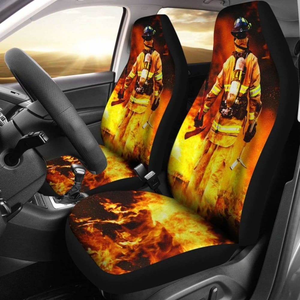 Firefighter In Flames Car Seat Covers 101211
