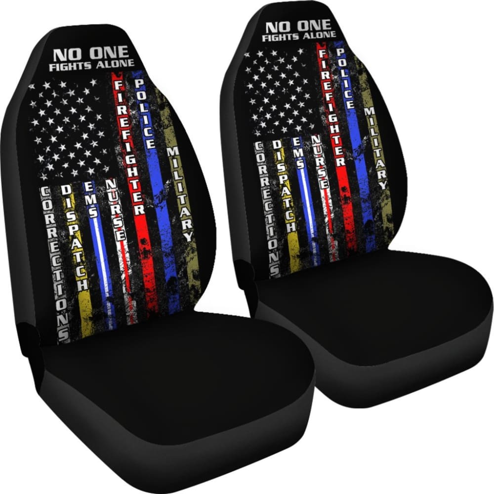 Firefighter - No One Fights Alone Car Seat Cover 101819 - YourCarButBetter