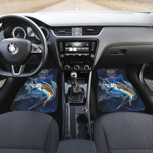 Fishing Car Floor Mats Blue Marlin Skull Fisherman 210901 - YourCarButBetter