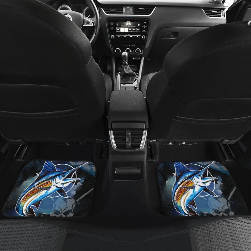 Fishing Car Mats Blue Marlin Mix Fisherman Skull Car Decor 182417 - YourCarButBetter