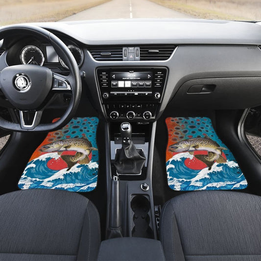 Fishing Car Mats Brown Trout Slayer Japanese Style Car Decor 182417 - YourCarButBetter