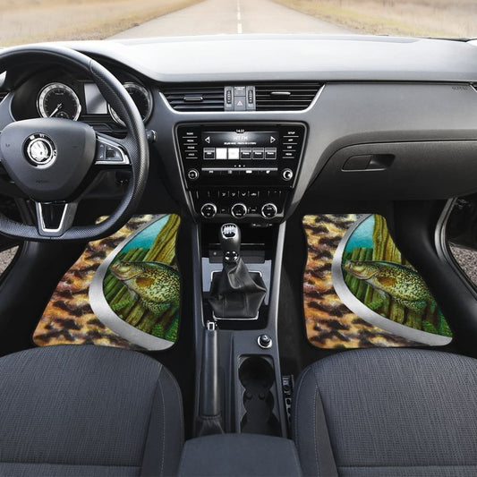 Fishing Car Mats Crappie Fish Mix Seigaiha Wave Pattern Car Decor 182417 - YourCarButBetter