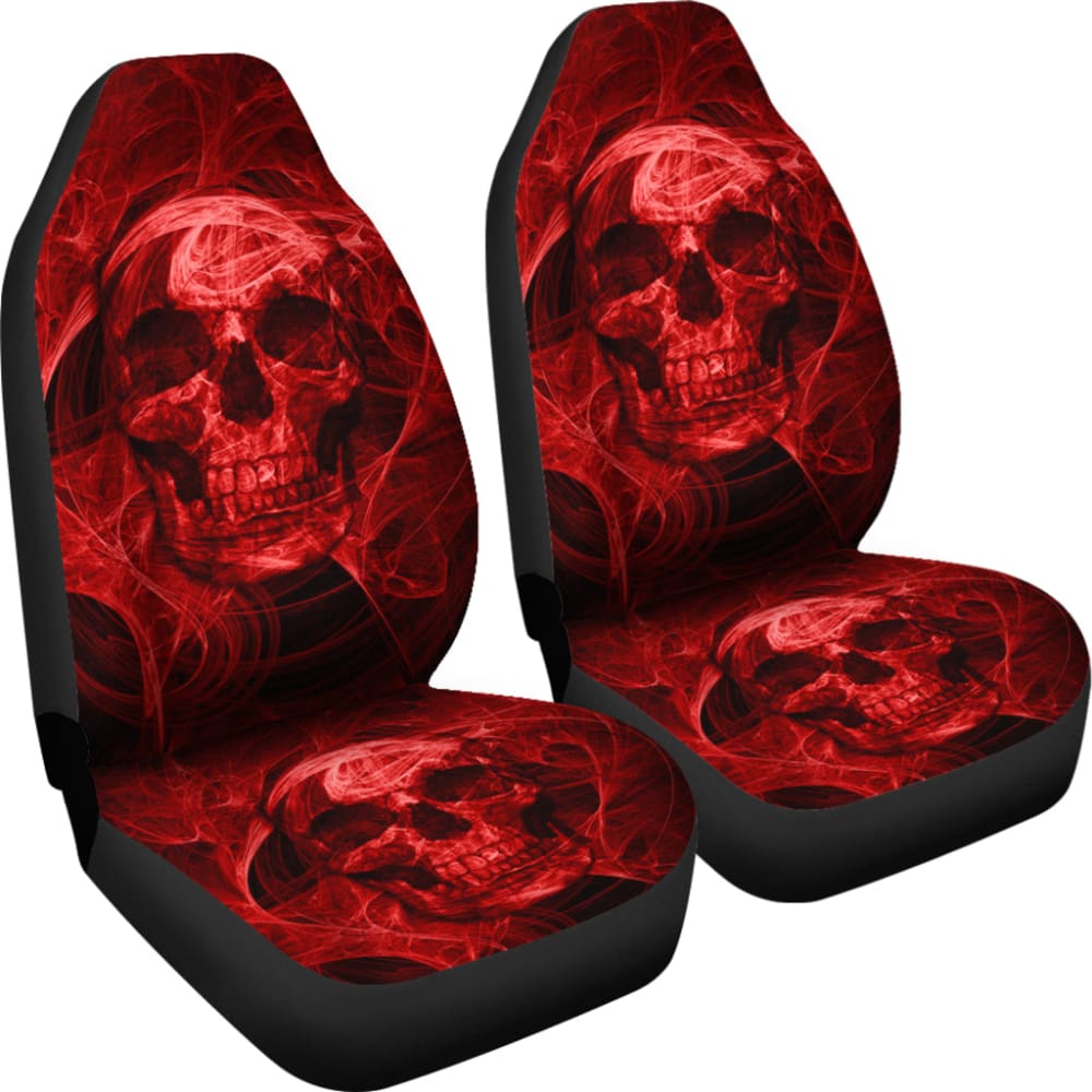 Flaming Red Fire Skull Car Seat Covers 211901 - YourCarButBetter
