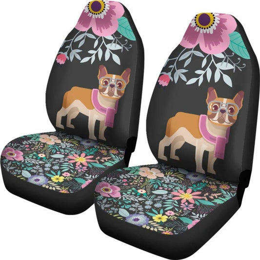 Floral French Bulldog Car Seat Covers 194110