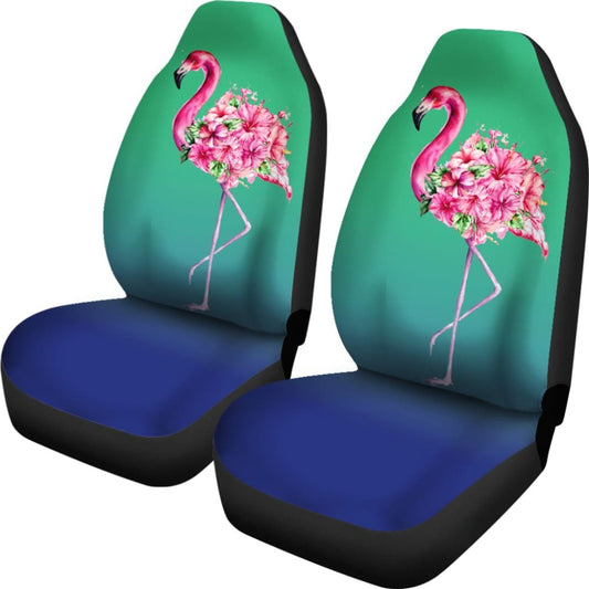 Floral Pink Flamingos Flowers Car Seat Covers 210502 - YourCarButBetter