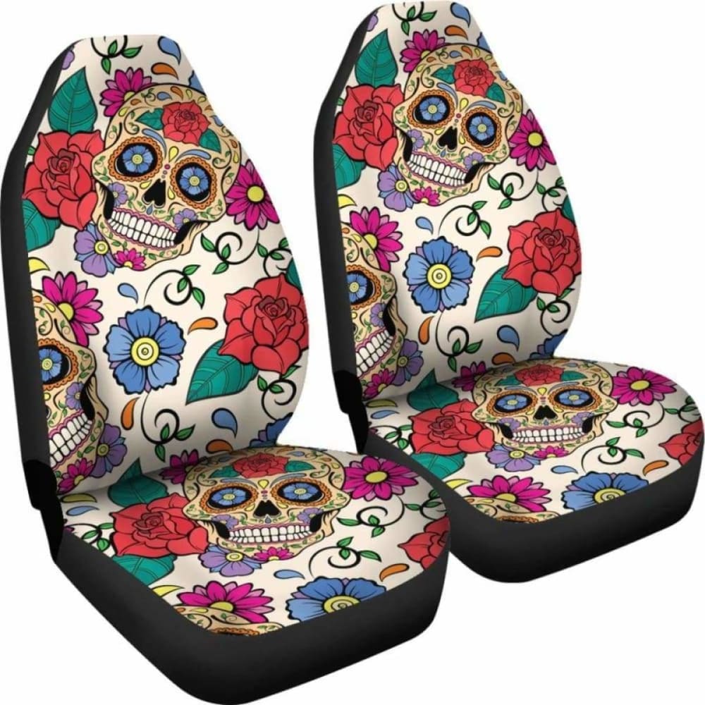 Flower Sugar Skull Car Seat Covers 101207