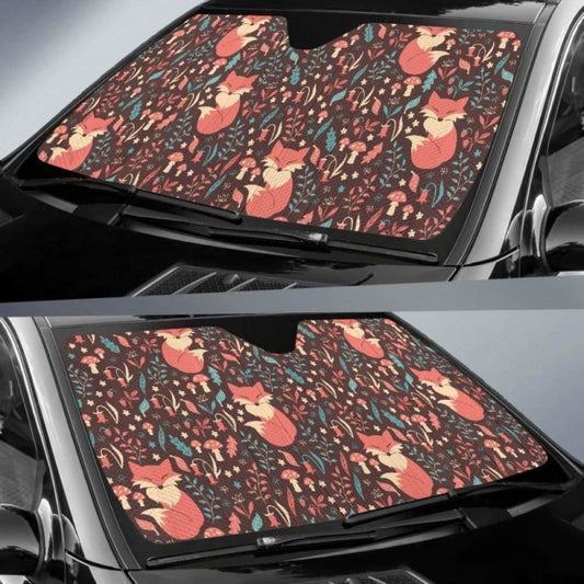 Fox Leaves Mushroom Pattern Car Auto Sun Shades 182102 - YourCarButBetter