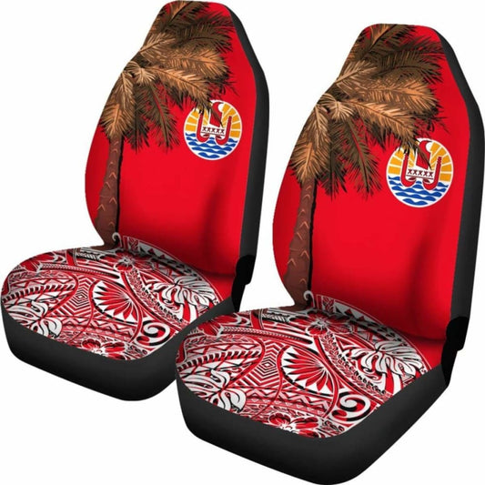 French Polynesia Car Seat Covers - Palm Tree Polynesian Pattern - 39 153908 - YourCarButBetter