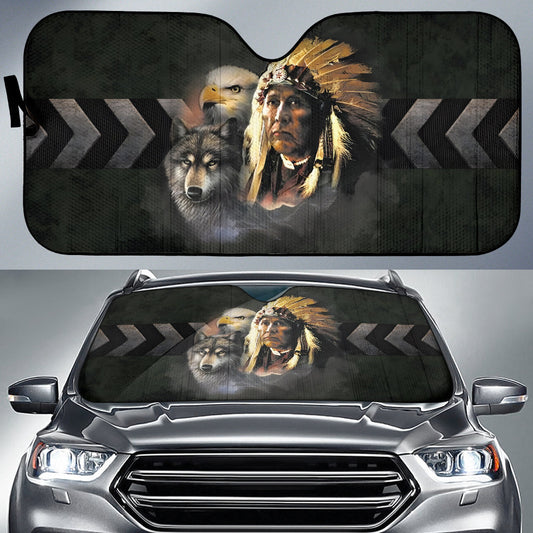 Native American Indian Eagle Wolf Spirit Animals Car Auto Sun Shades