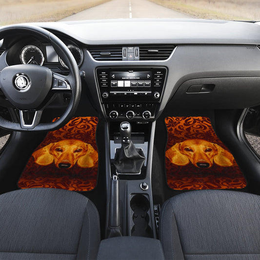 Elegant Dachshund Face with Decorative Vintage Background Car Floor Mats 211402