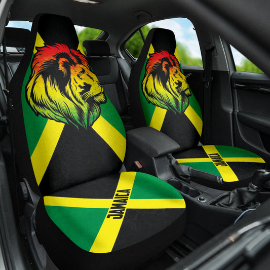 African Patterns Jamaica Flag Color With Lion Car Seat Covers 211701