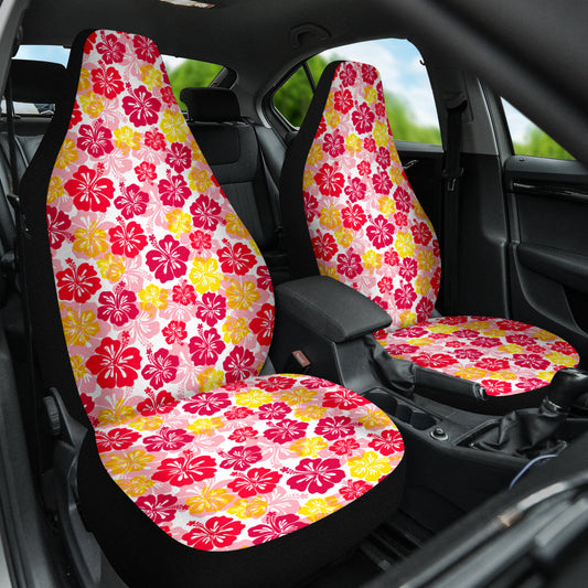 Red Yellow Hibiscus Hawaiian Flower Pattern Car Seat Covers 212201