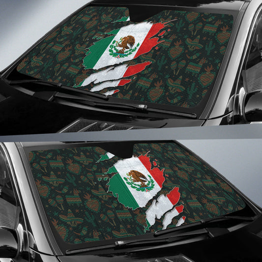 Coat of Arms Mexico Flag Scratch Car Auto Sun Shades 210202