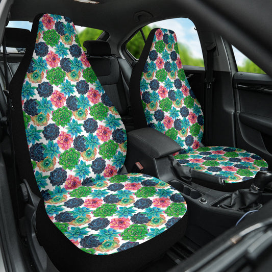 Succulent Colorful White Background Watercolor Car Seat Covers 212301