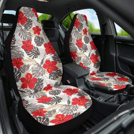 Red Hibiscus Hawaiian Flower Pattern Car Seat Covers 212201