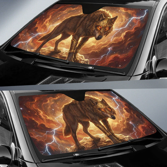 Epic Celestial Wolf Warrior Digital Printing Car Auto Sun Shades 211402