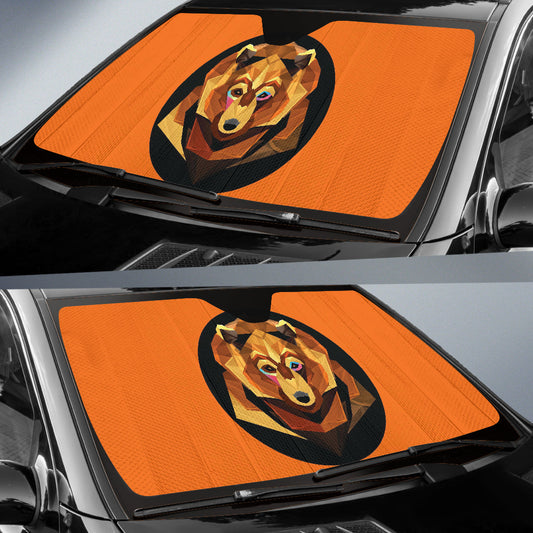 Polygon Bear Portrait with Bold Warm Geometry Car Auto Sun Shades 211502