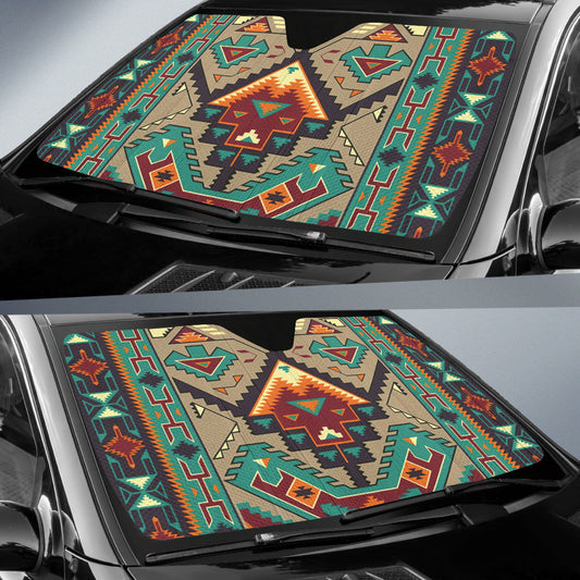 Tribe Blue Pattern Native American Car Auto Sun Shades 212901