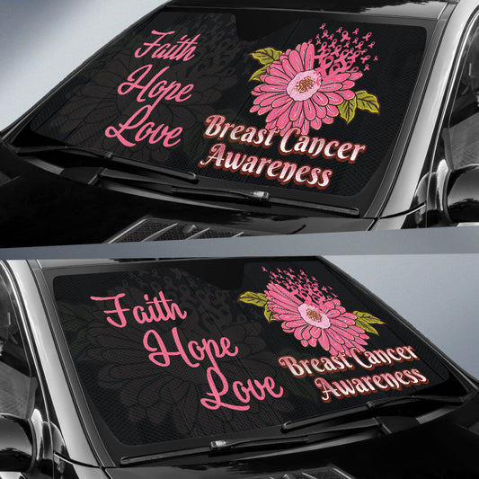 Breast Cancer Faith Hope Love Car Auto Sun Shades 210202