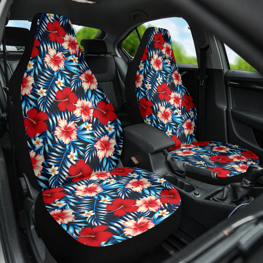 Red Blue Hibiscus Hawaiian Flower Pattern Car Seat Covers 212201