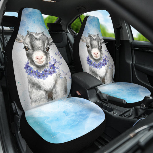 Goat Cute Blue Watercolor Car Seat Covers 212301