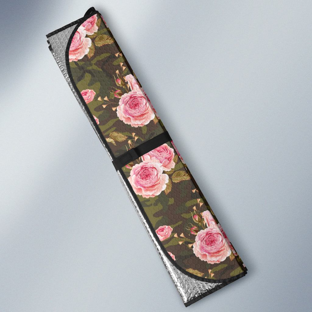 Pink Rose Camo Green Car Auto Sun Shades 212201