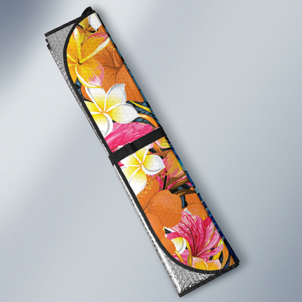 Kanaka Maoli Hawaiian Sea Turtle Tropical Hibiscus And Plumeria Car Auto Sun Shades 211801
