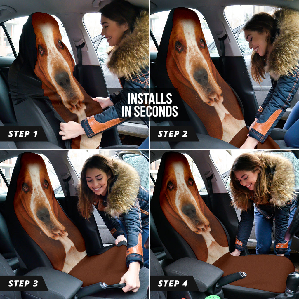 Basset Hound Dog Car Seat Covers Funny Dog Face