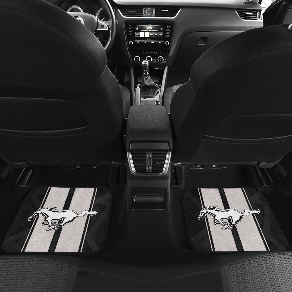 White Gray Ford Mustang Fastback Muscle Car Floor Mats 210402