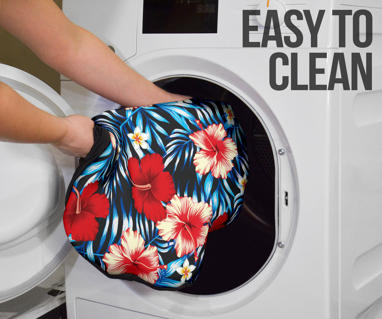 Red Blue Hibiscus Hawaiian Flower Pattern Car Seat Covers 212201