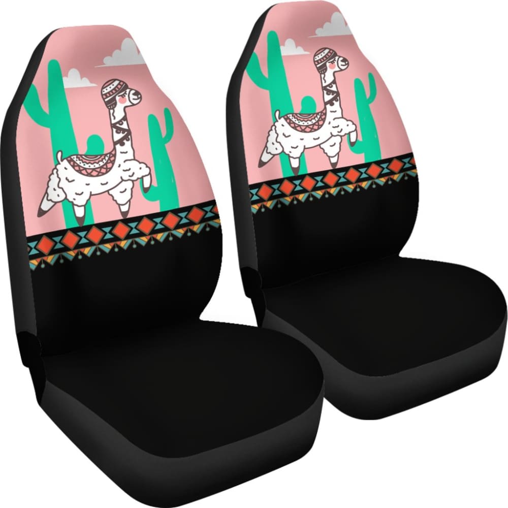 Funny Alpaca Cactus Pattern Lovely Car Seat Covers 212003 - YourCarButBetter