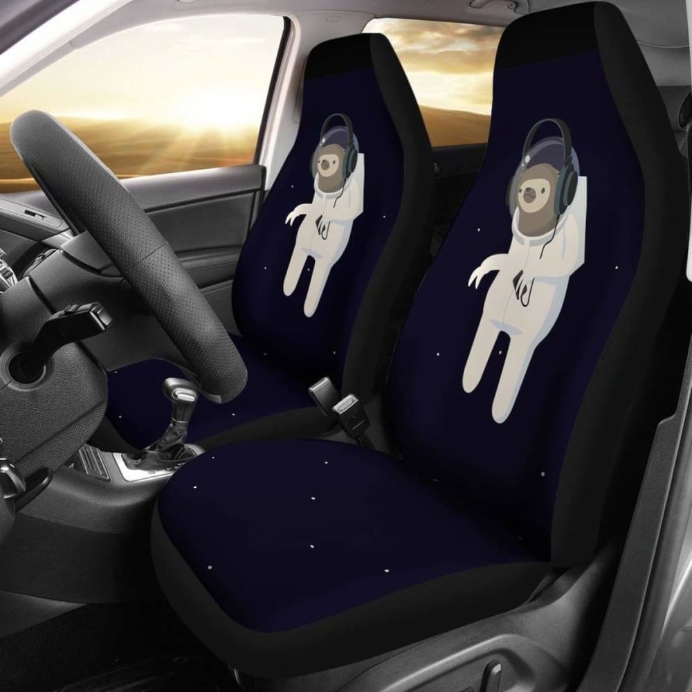 Funny Sloth Listening To Music On Headphones Car Seat Covers 144902