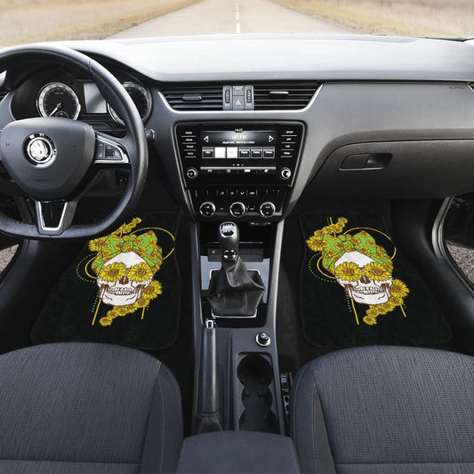Funny Sunflower Skull Gift For Women Cool Skeleton Bandana Car Floor Mats 1 212103 - YourCarButBetter