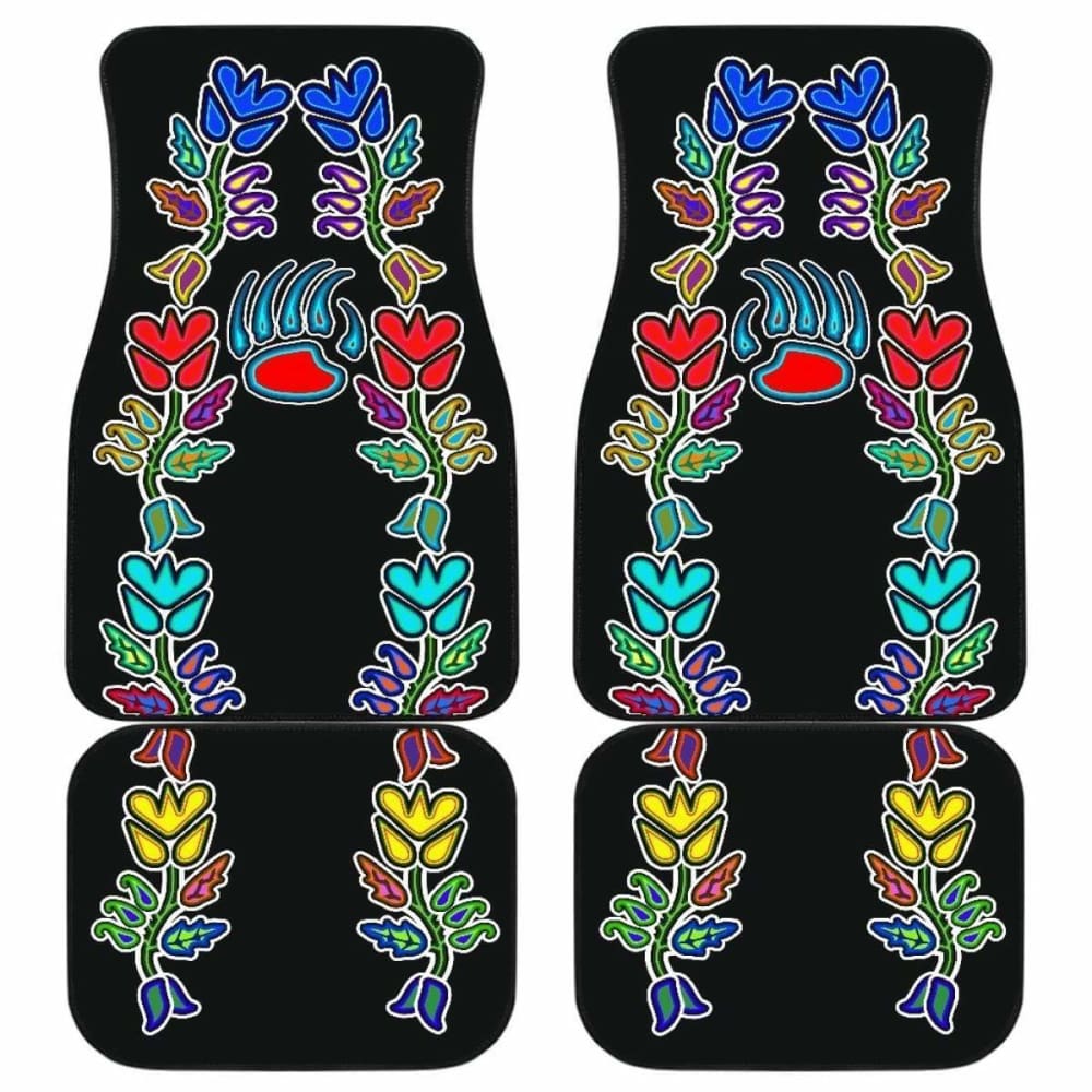 Generations Floral Black With Bearpaw Front And Back Car Mats (Set Of 4) 153908 - YourCarButBetter