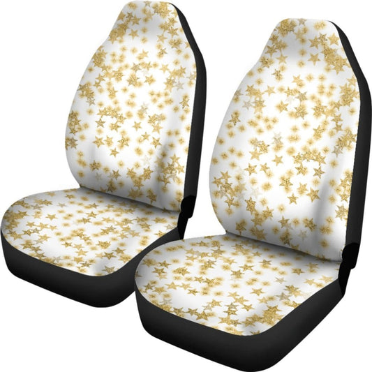 Gold Stars On White Car Seat Covers 101819 - YourCarButBetter